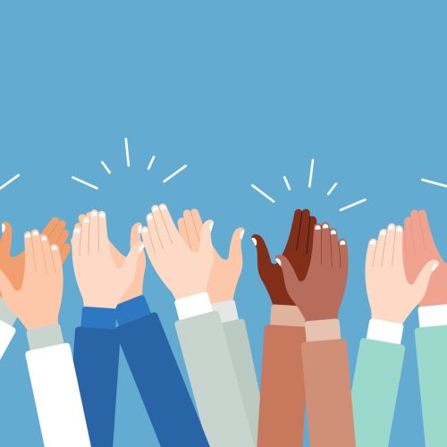 People hands clapping. Cheering hands, ovation and business success vector concept. Illustration of applause hand, clapping ovation