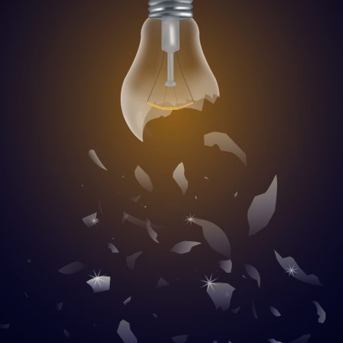 broken incandescent light bulb